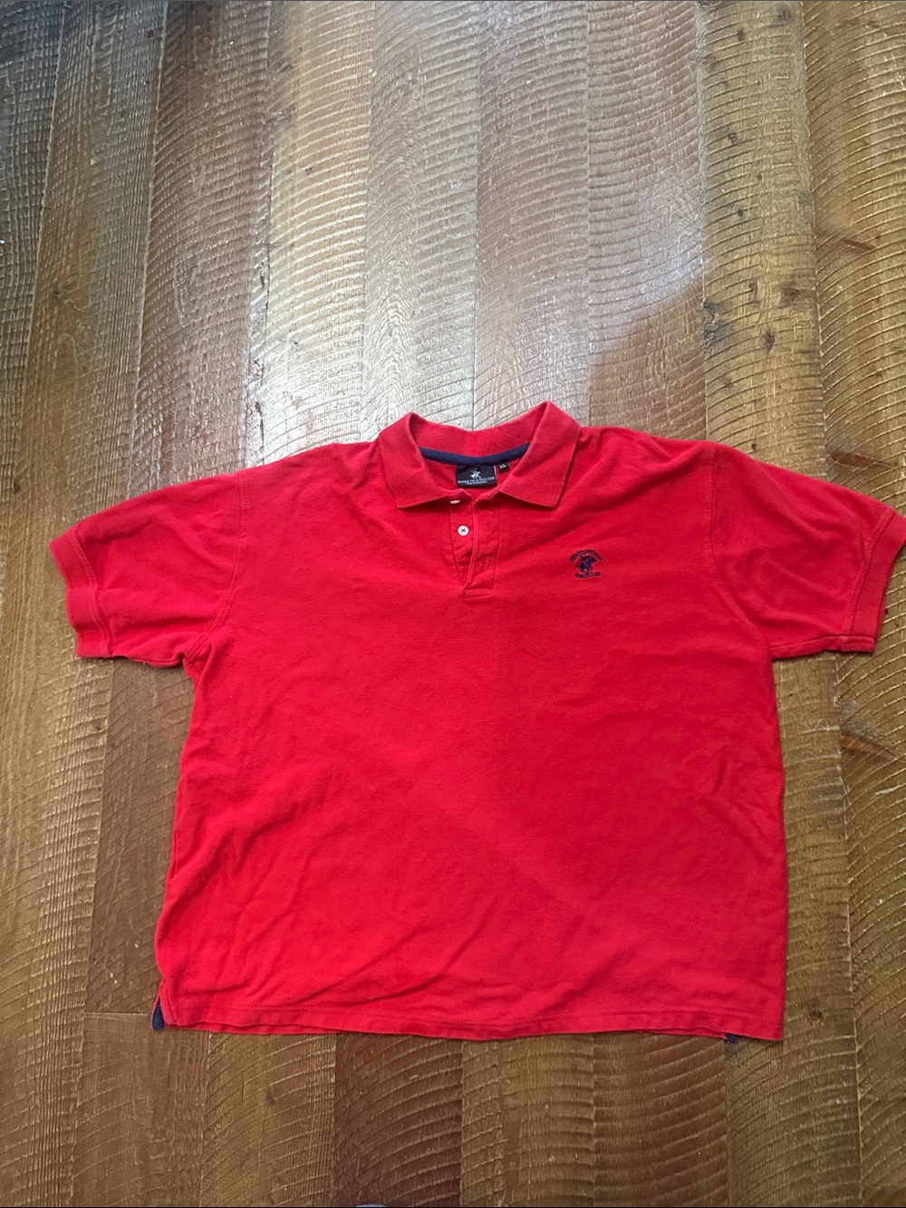 Beverly Hills Polo Club Red Men's Polo with Navy Logo